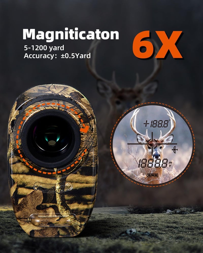 AOFAR HX-1200T Range Finder for Hunting Archery, 1200 Yards with Angle and Horizontal Distance, Shooting Wild Waterproof Coma Rangefinder, 6X 25mm, Range and Bow Mode, Free Battery Gift Package - Image 3